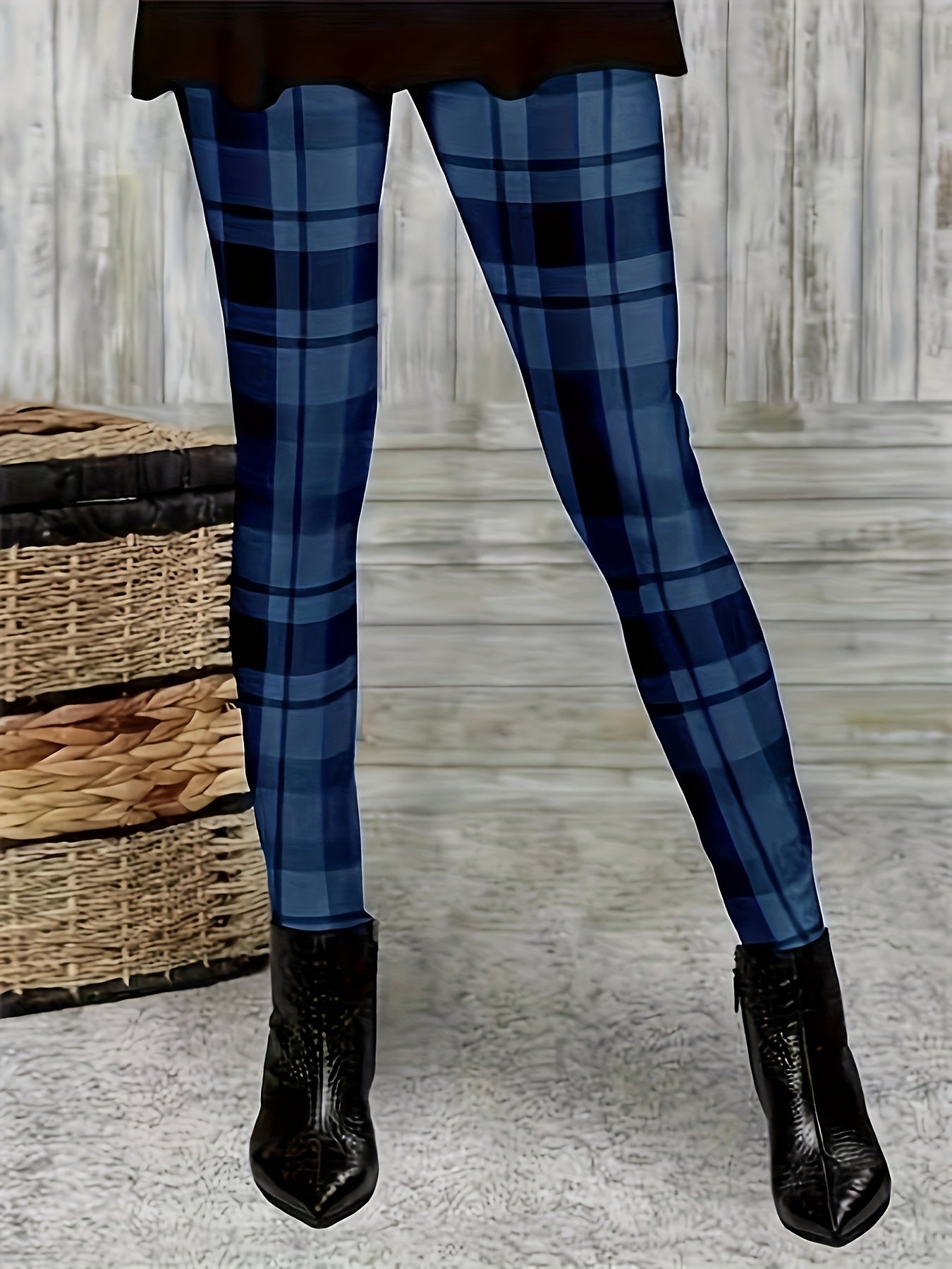  Plaid Print High Rise Leggings