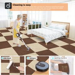 30pcs Carpet Floor Tiles Adhesive Stickers DIY  Square Area Rug Carpet Tiles