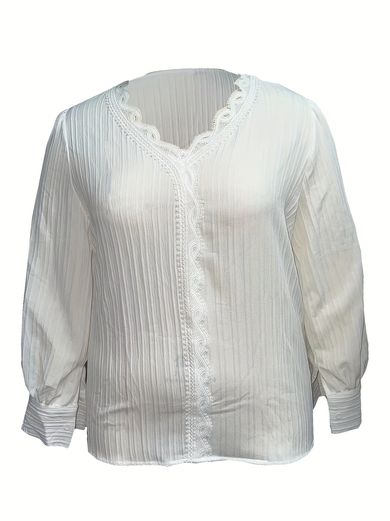 Casual Blouse Women's Plus Solid Ribbed V Neck Blouse