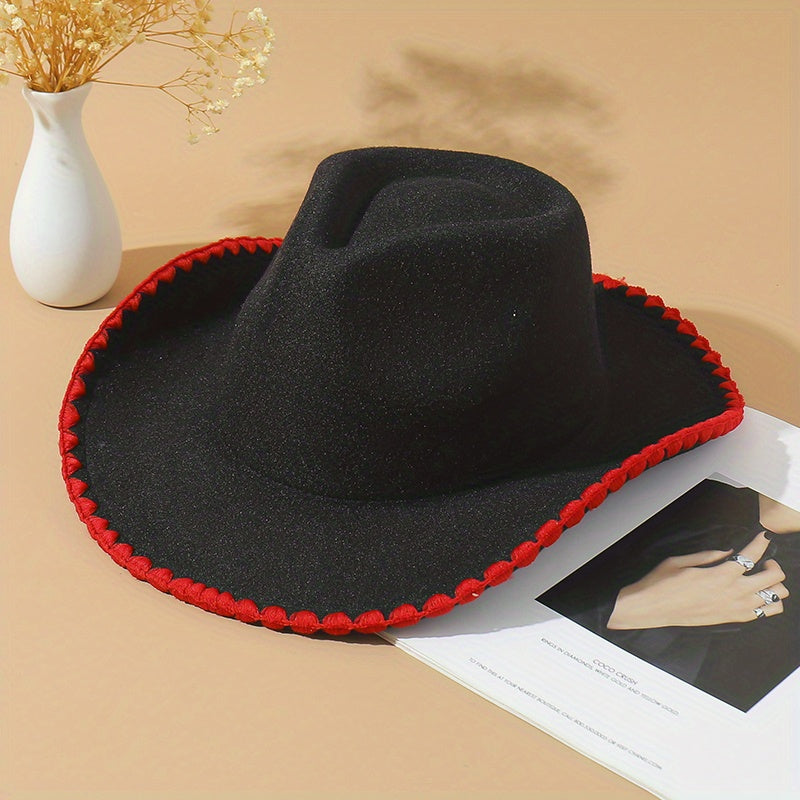 Vintage Western Cowboy Hat Classic Fedora Cap Unisex Warm Felt Sun Hat