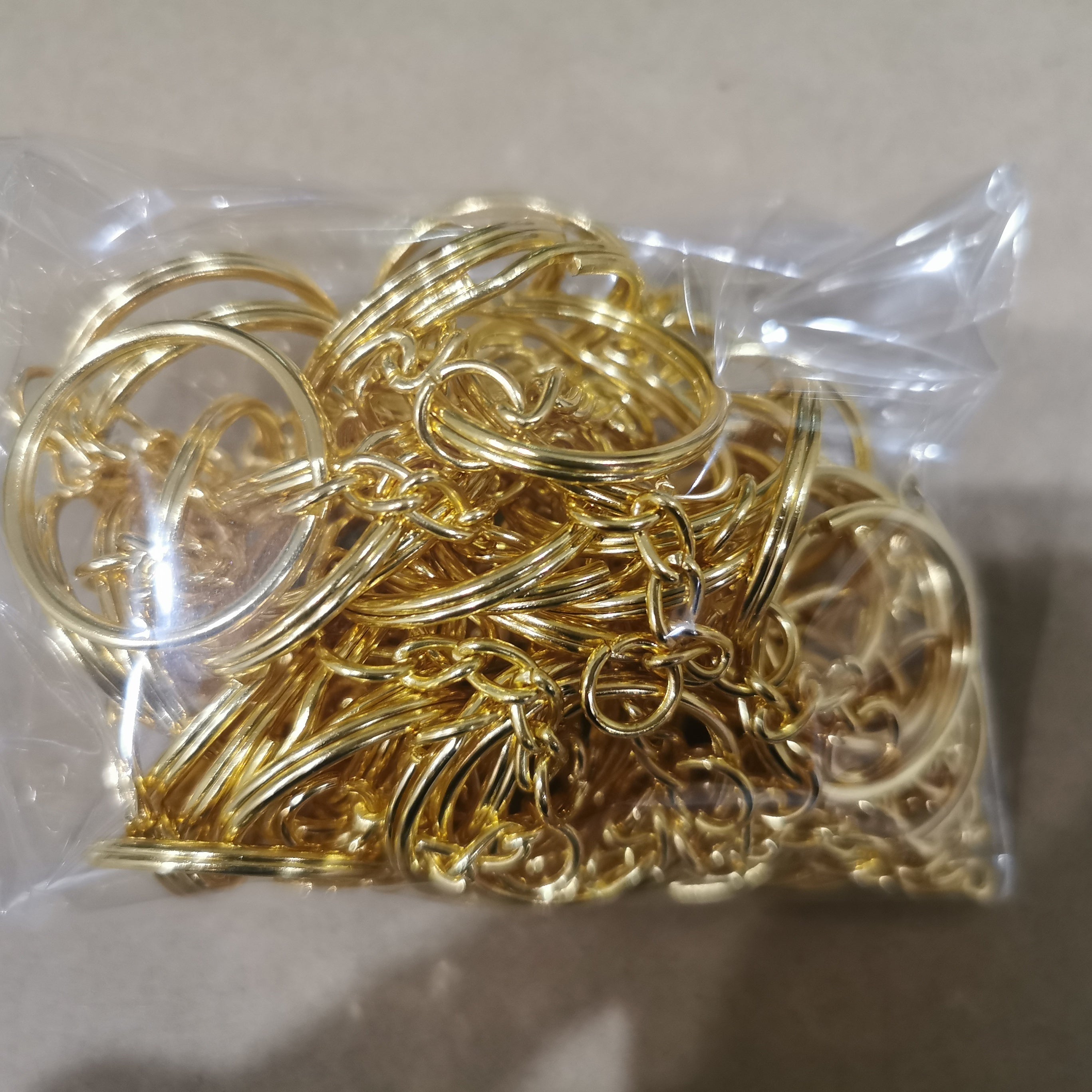 50pcs Single Ring Keychain Key Ring Golden Color