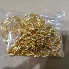 50pcs Single Ring Keychain Key Ring Golden Color