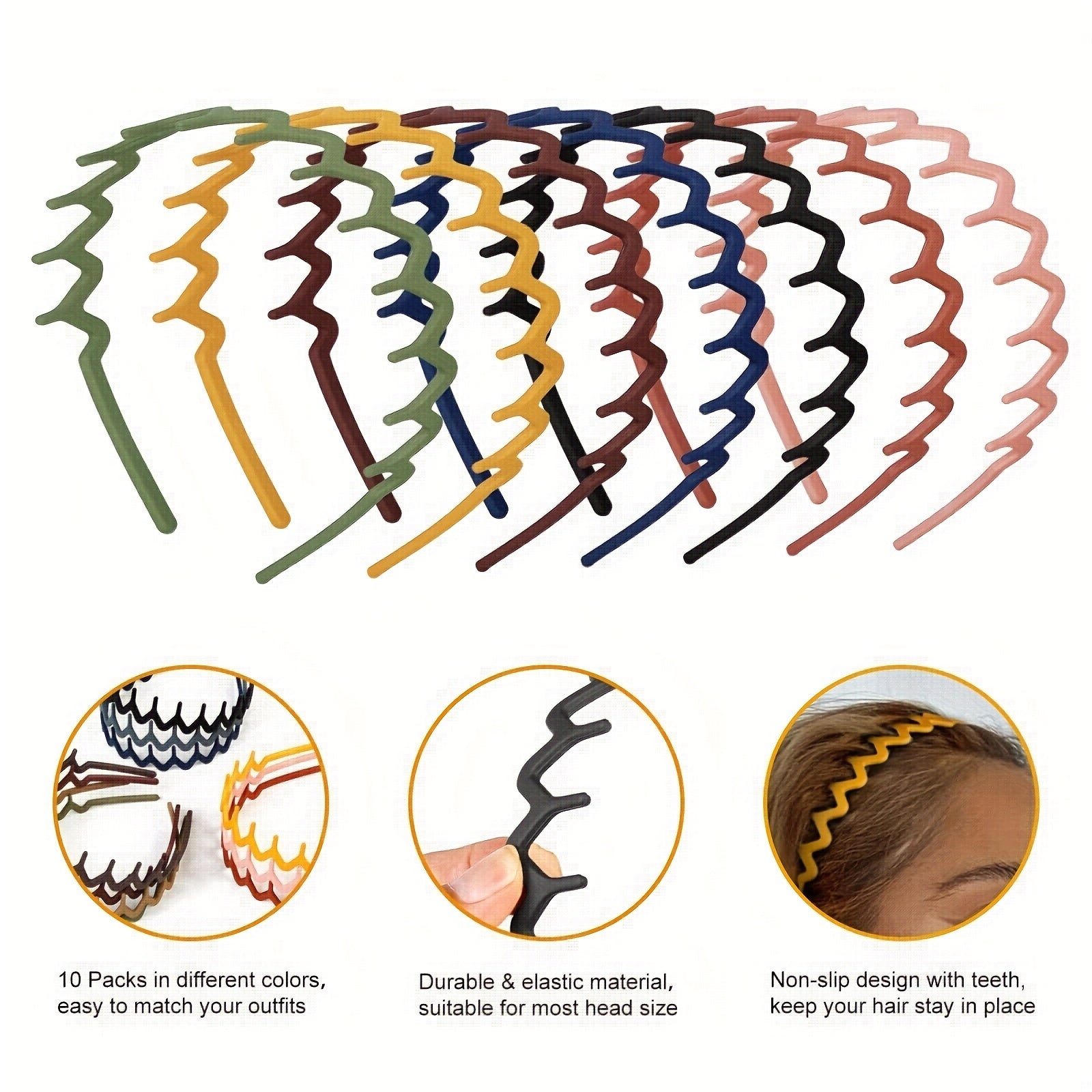 Wavy Headband Solid Hair Band Teeth Hair Band for Women Girls