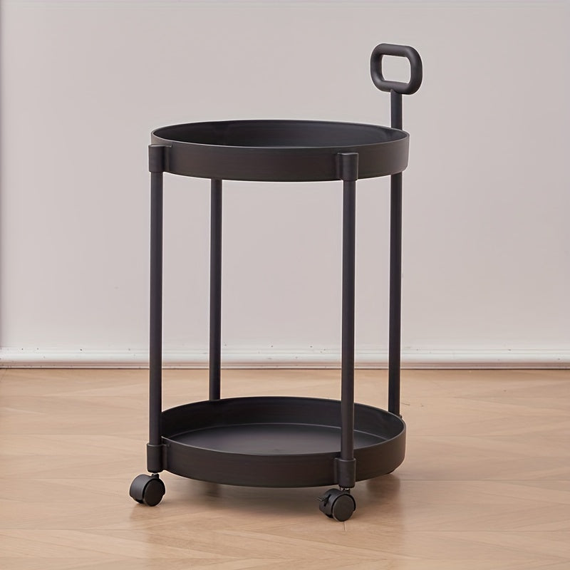 Cream Style Coffee Table Movable Cart Small Bedside Shelf