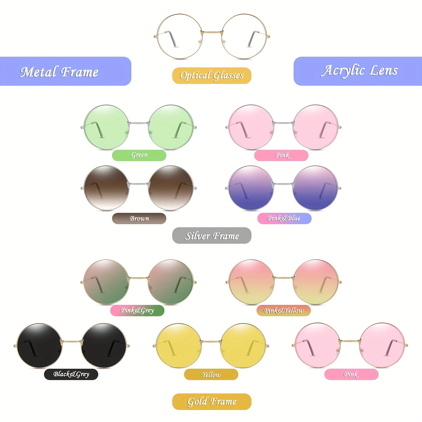 10 Pairs Kids Round Frame Sunglasses UV Protection Sunshade
