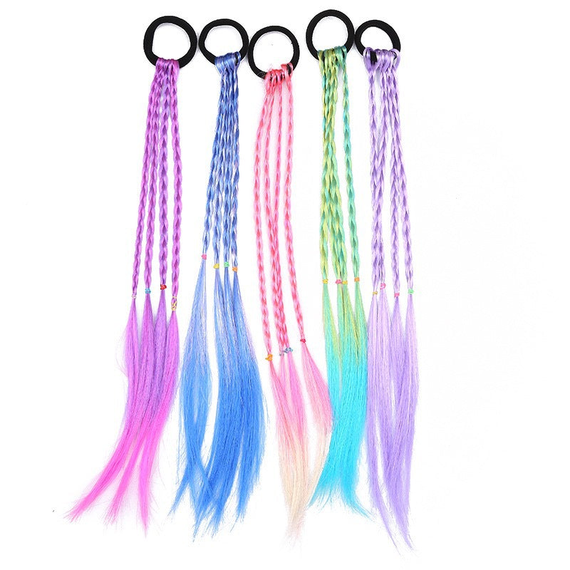Girls Colorful Wig Ponytail Hair Band Kids Hair Accessories