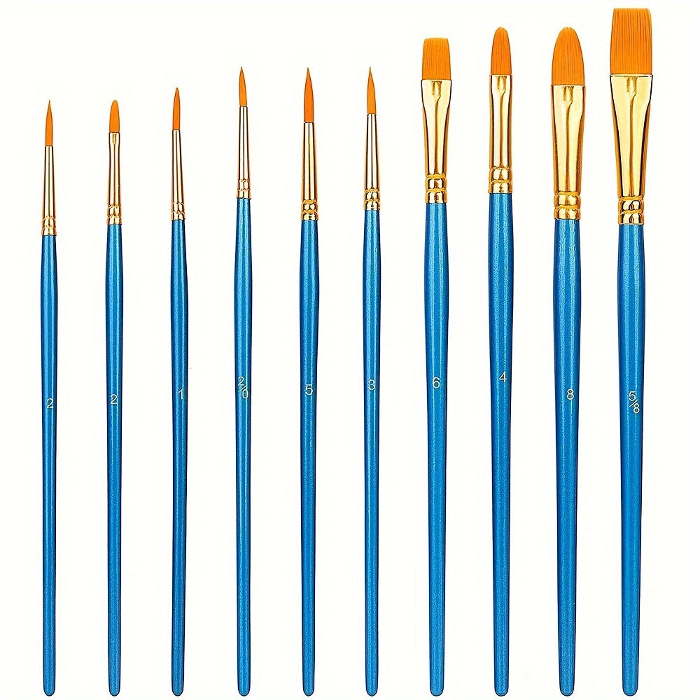 10pcs Watercolor Paint Brush Set Nylon Hair Acrylic Painting Brushes