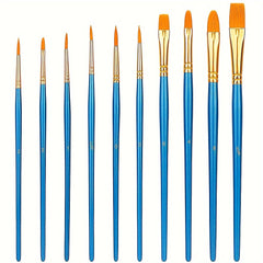10pcs Watercolor Paint Brush Set Nylon Hair Acrylic Painting Brushes