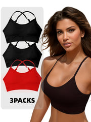3pcs Criss Cross Back Sports Bras Wireless Bra