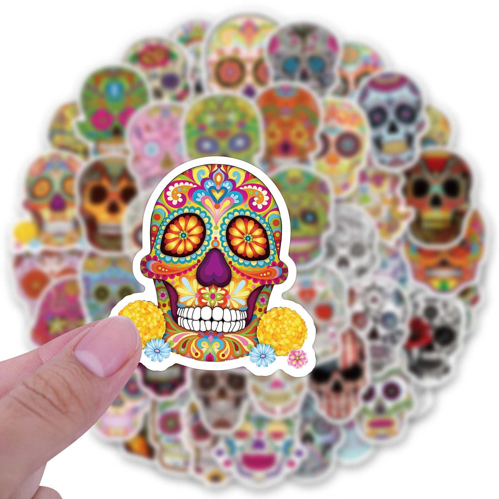 60pcs Skull Stickers Halloween Mexican Dead Stickers for Laptop Water Bottle