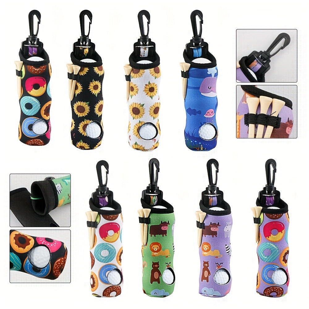 Golf Waist Bag Small Ball Bag Portable Digital Print Pattern Holds 3 Balls
