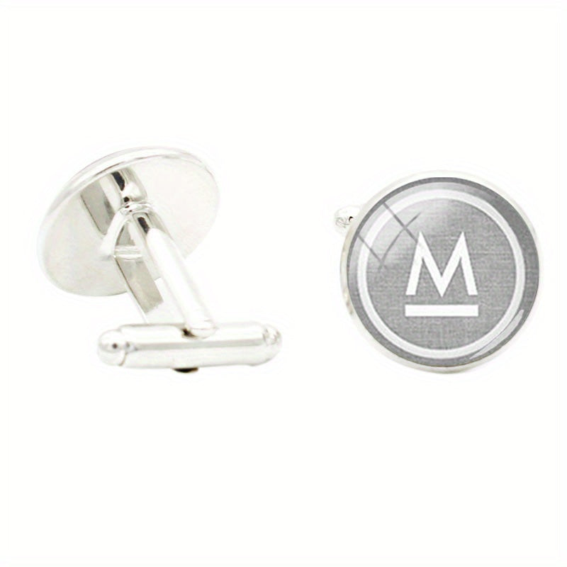 M Glass Gem Cufflinks for Men Suit Shirt Business Cuff Link Jewelry