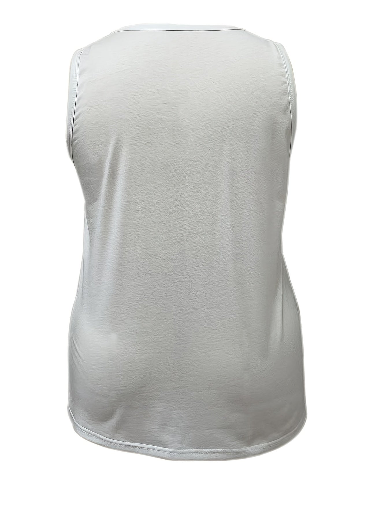  Tropical Slogan Print Tank Top Womens Casual Round Neck Stretch