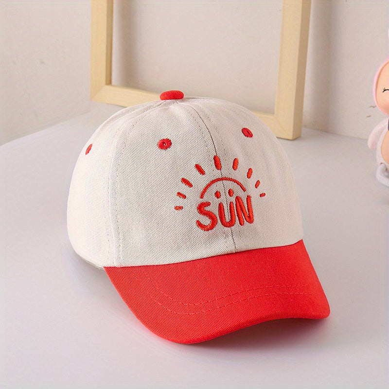 Kids Sunshade Breathable Baseball Cap with Sun Embroidery