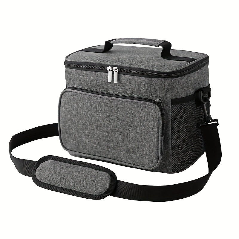 Grey Reusable Lunch Bag Leakproof Tote Freezable Box with Adjustable Strap