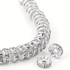 100Pcs Spacer Beads 6 8mm Silver Plated Czech Crystal Rhinestone