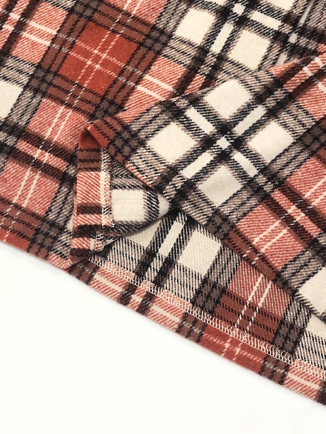  Plaid Print Long Sleeve Button Up Lapel Collar Shirt Top