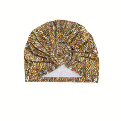 Yellow Striped Print Turban Vintage Beanie Head Wrap
