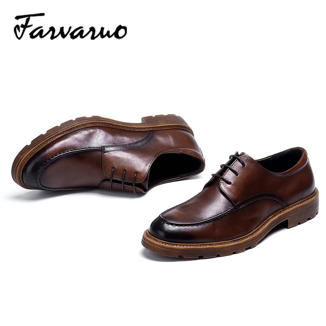 FARWARWO Men's Leather Derby Shoes for Party Wedding