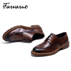 FARWARWO Men's Leather Derby Shoes for Party Wedding