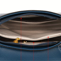 Wide Strap Satchel Crossbody Bag PU Leather Textured Bag Purse