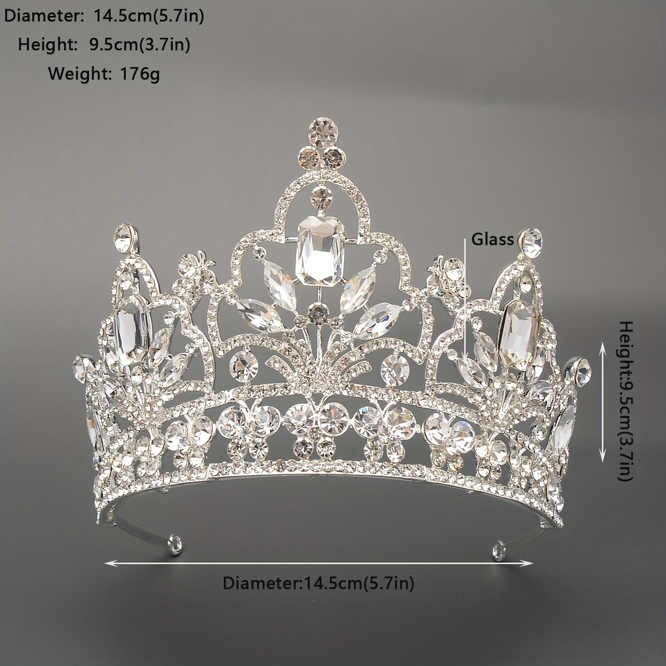 Silver Rhinestone Crown for Bride's Headwear Wedding Jewelry