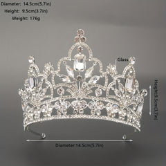 Silver Rhinestone Crown for Bride's Headwear Wedding Jewelry