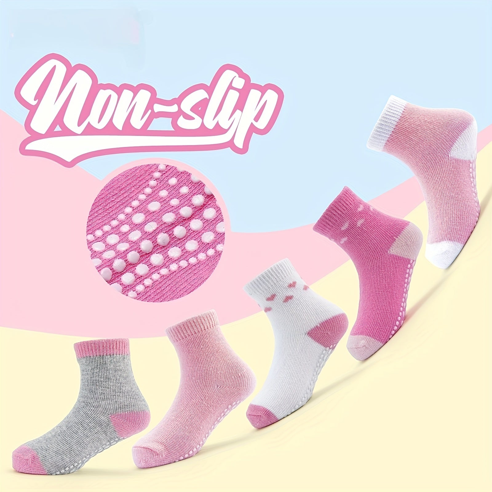 10pairs Baby Girls Kids Non slip Socks Block Socks Toddler Indoor Socks