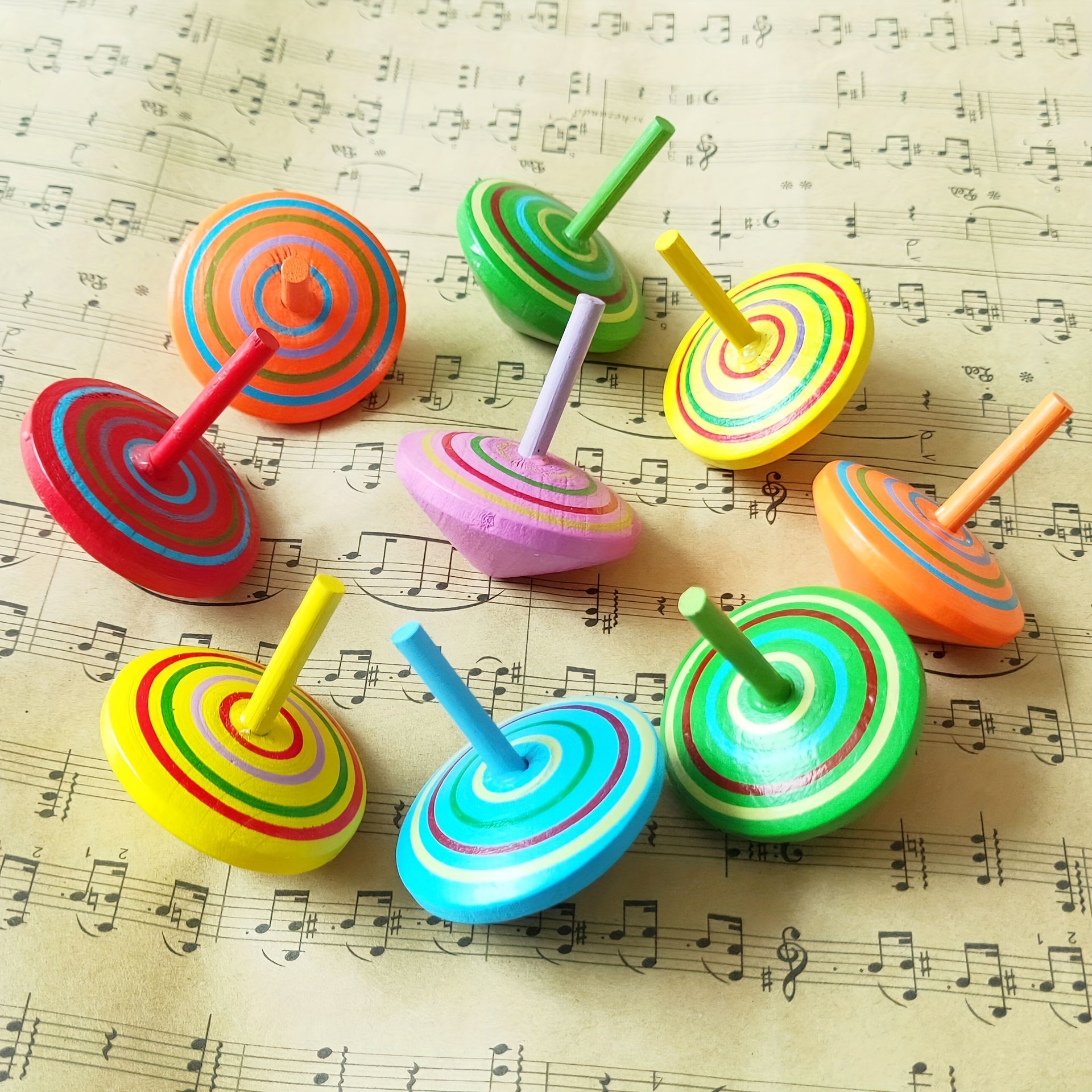 Rainbow Wooden Spinning Top for Stress Relief and Decoration