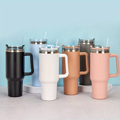 Stainless Steel Water Cup With Handle And Straw 40oz