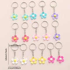 16pcs PVC Sun Flower Keychain Cartoon Colorful Bag Key Chain