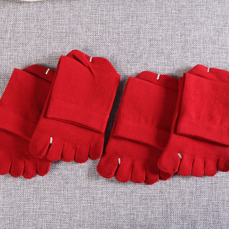 Red Five Toes Split Socks Unisex Low Cut Non Slip Crew Socks
