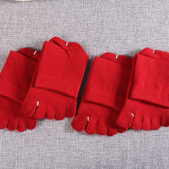 Red Five Toes Split Socks Unisex Low Cut Non Slip Crew Socks