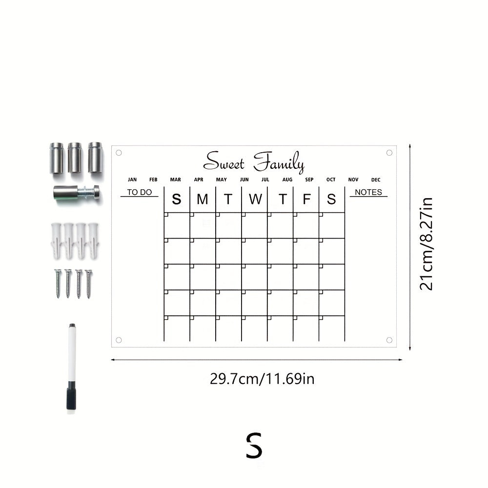 Acrylic Calendar Transparent Wipeable Month Plan Display Board