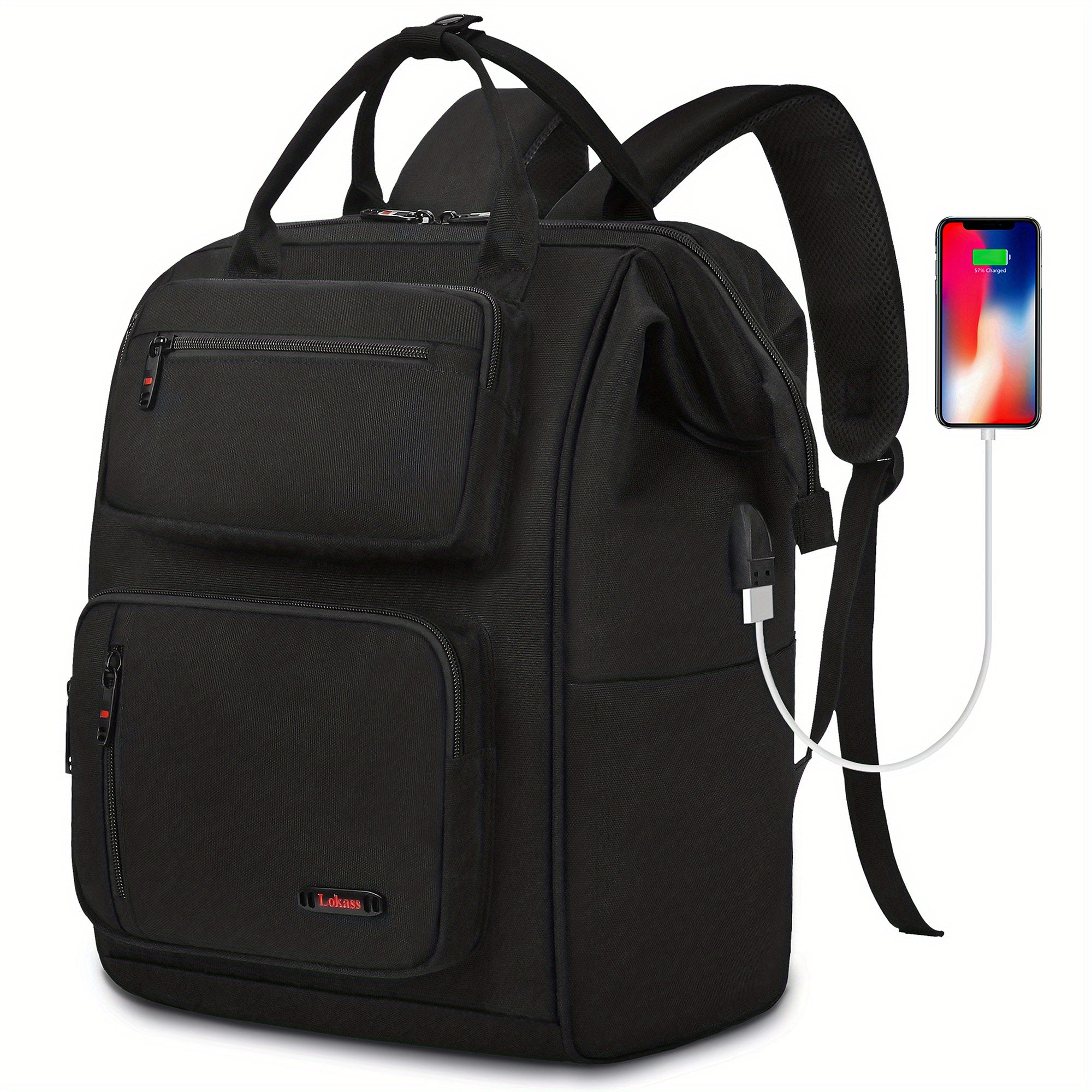 Casual Backpack USB Charging Port Large Waterproof Computer Bag