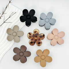 Matte Solid Flower Hair Claw Set for Women