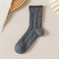 4 Pairs Twist Textured Socks Women's Mid Tube Stockings