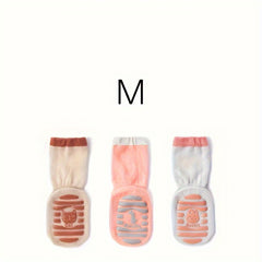 3 Pairs Baby Girl's Non Slip Calf Socks Animal Pattern Cotton Blend