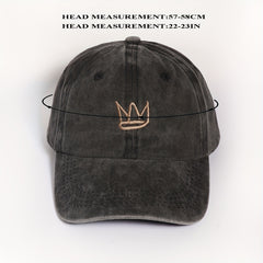 Crown Embroidered Gray Baseball Cap Washed Distressed Sunshade Dad Hat