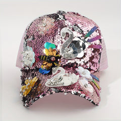 Rhinestone Sequin Baseball Cap Women's Sunshade Peaked Cap