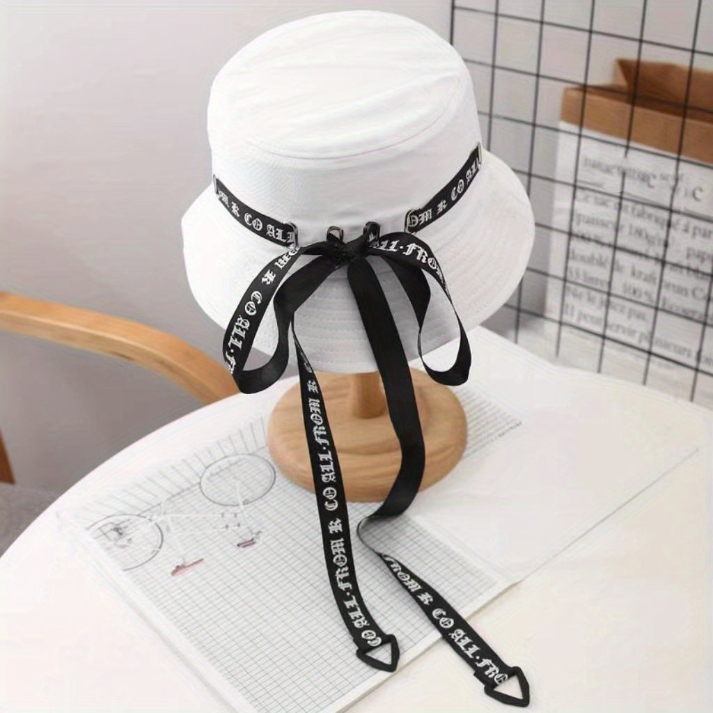 Gothic Cat Ear Bucket Hat Foldable Basin Hats Adjustable Sunscreen Fisherman Cap