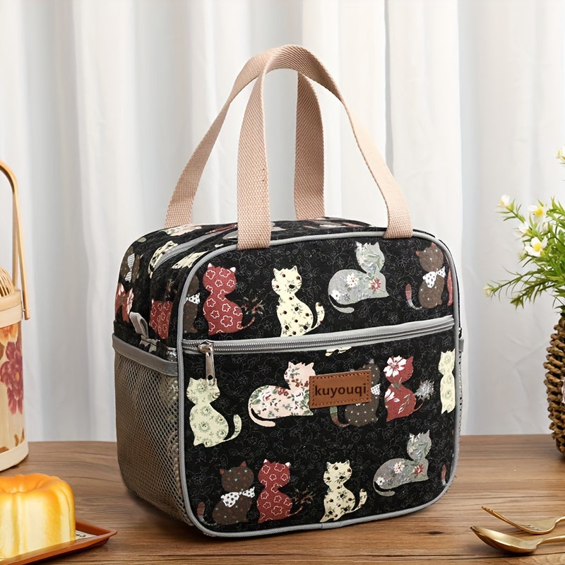 Animal Print Lunch Bag with PVC Lining & Dual Handles