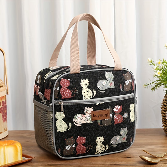 Animal Print Lunch Bag with PVC Lining & Dual Handles