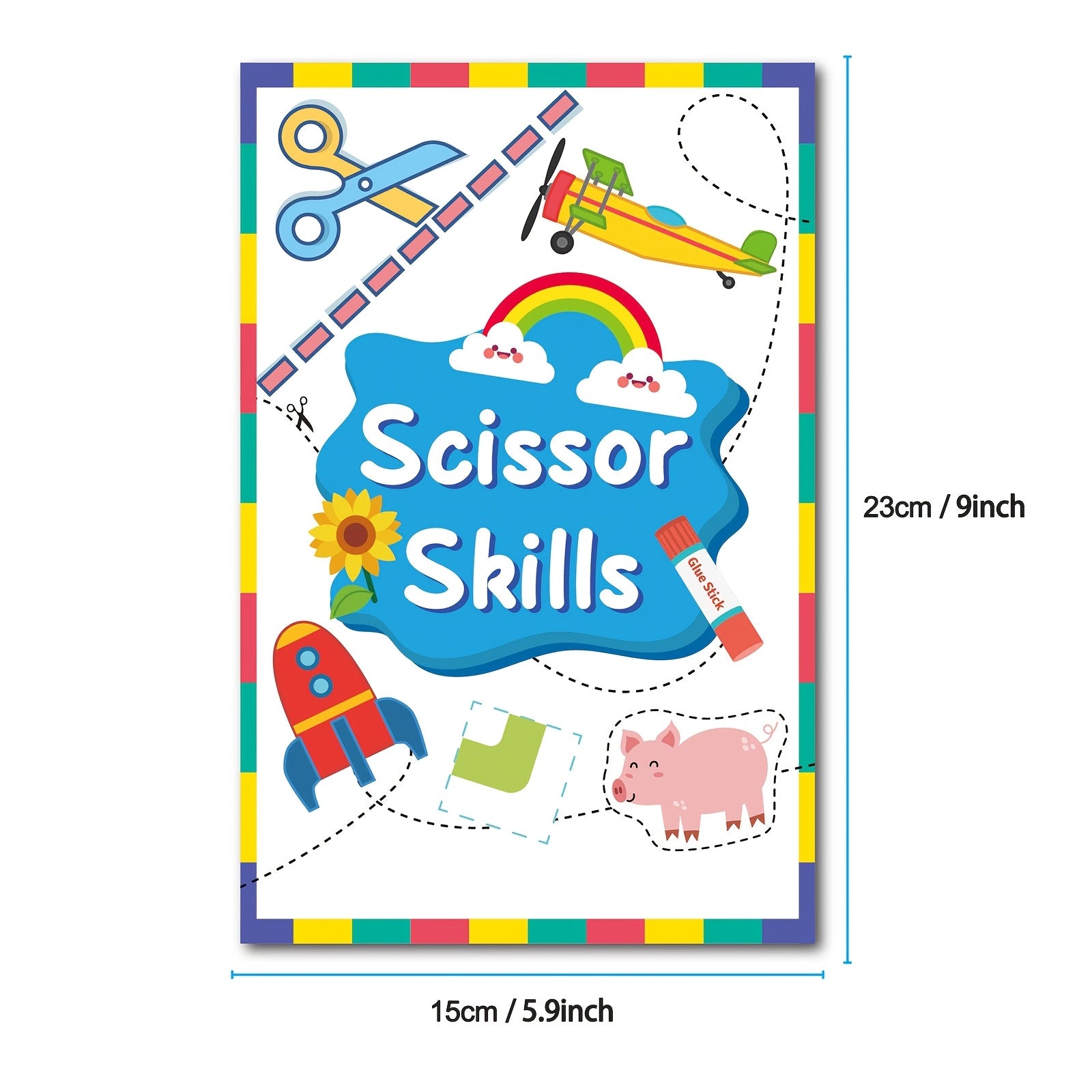 Scissor Skills Activity Book for DIY Paper Crafts - Colorful Designs