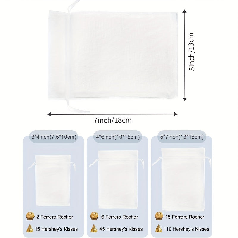 10pcs Organza Gift Bags For Party Wedding Sheer Drawstring Pouch