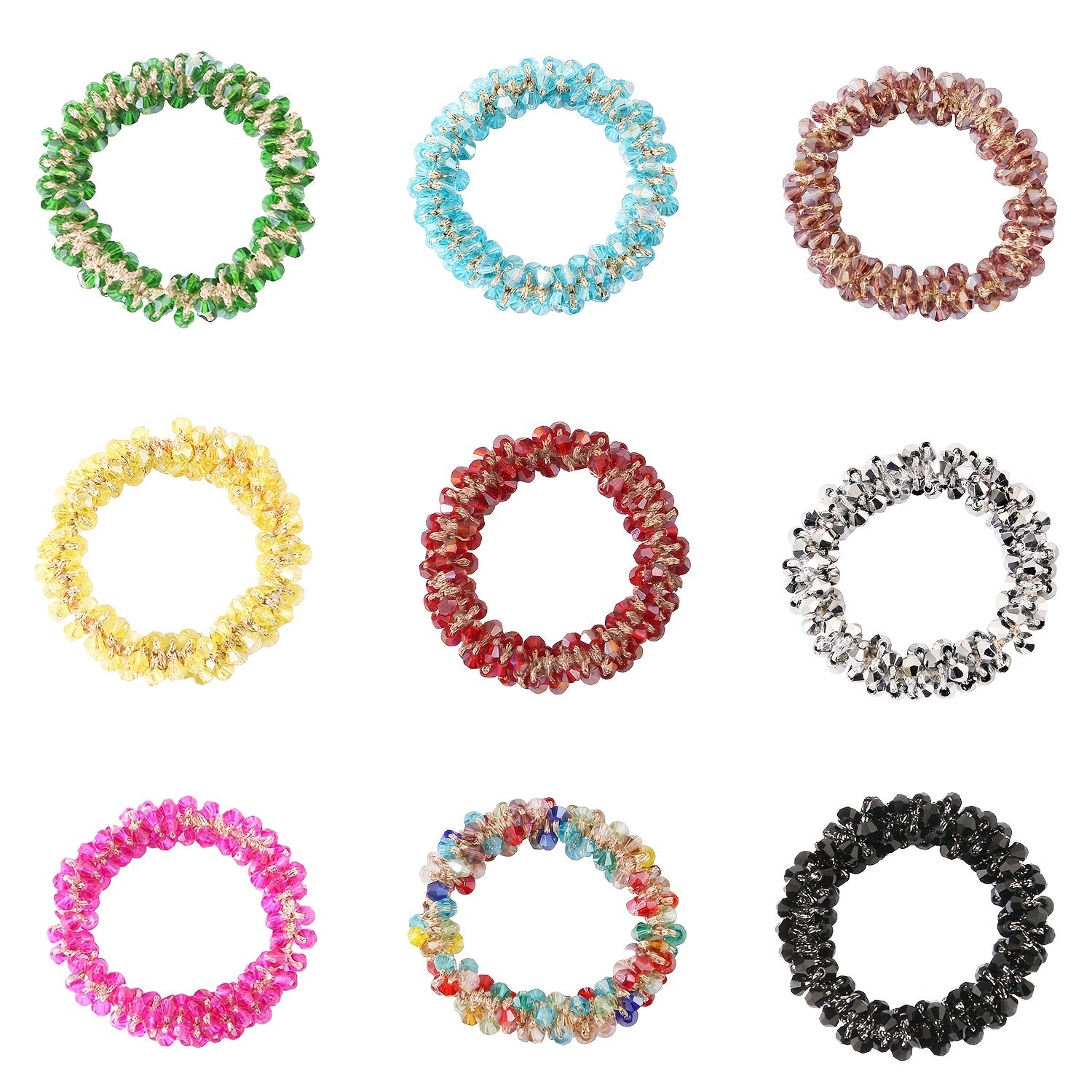 Rhinestone Hair Tie Elastic Ponytail Holder for Women Girls