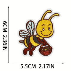 8pcs Cartoon Bee Sunflower Embroidered Patches Iron On Sew On Applique Patch DIY