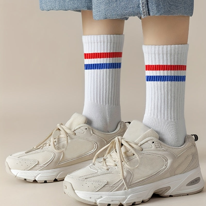 Striped Mid Tube & Japanese Crew Socks Women's Stockings