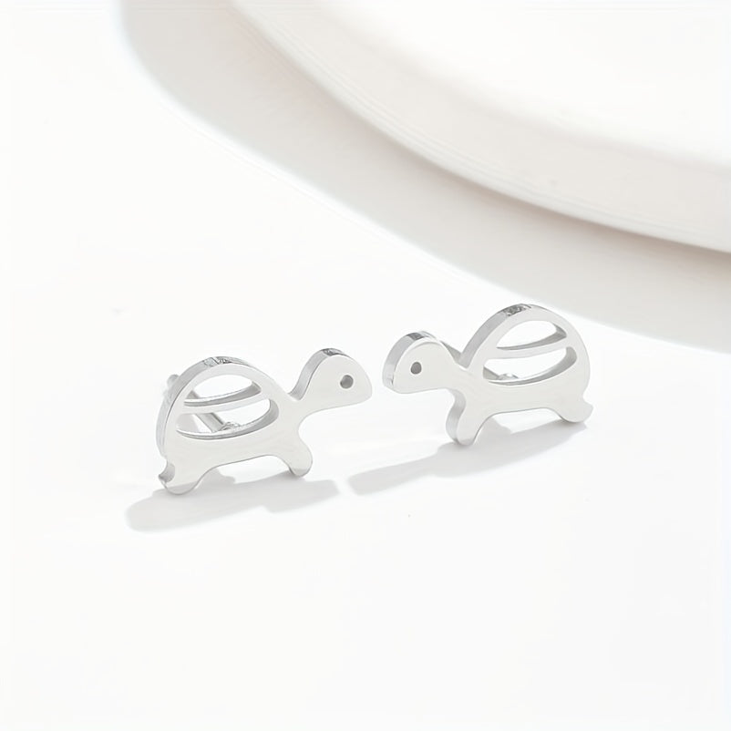 2pcs Men's Stainless Steel Mini Turtle Earrings