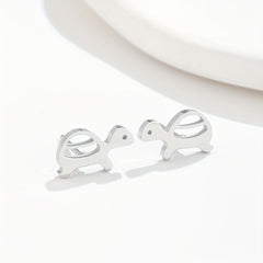 2pcs Men's Stainless Steel Mini Turtle Earrings